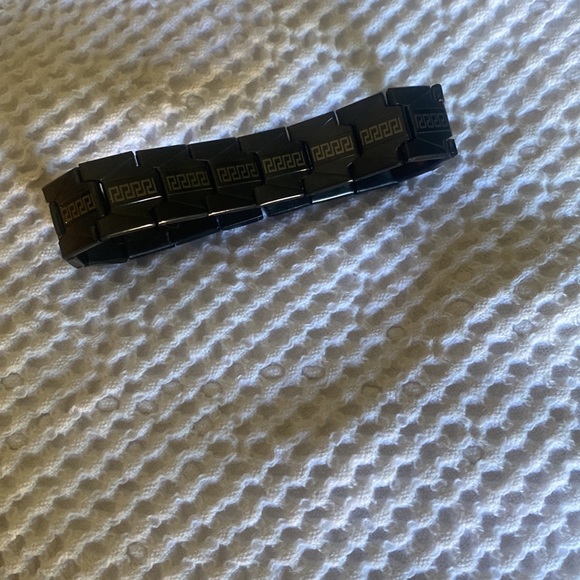 Men’s wrist band - metal with silver/grey design - Picture 4 of 5